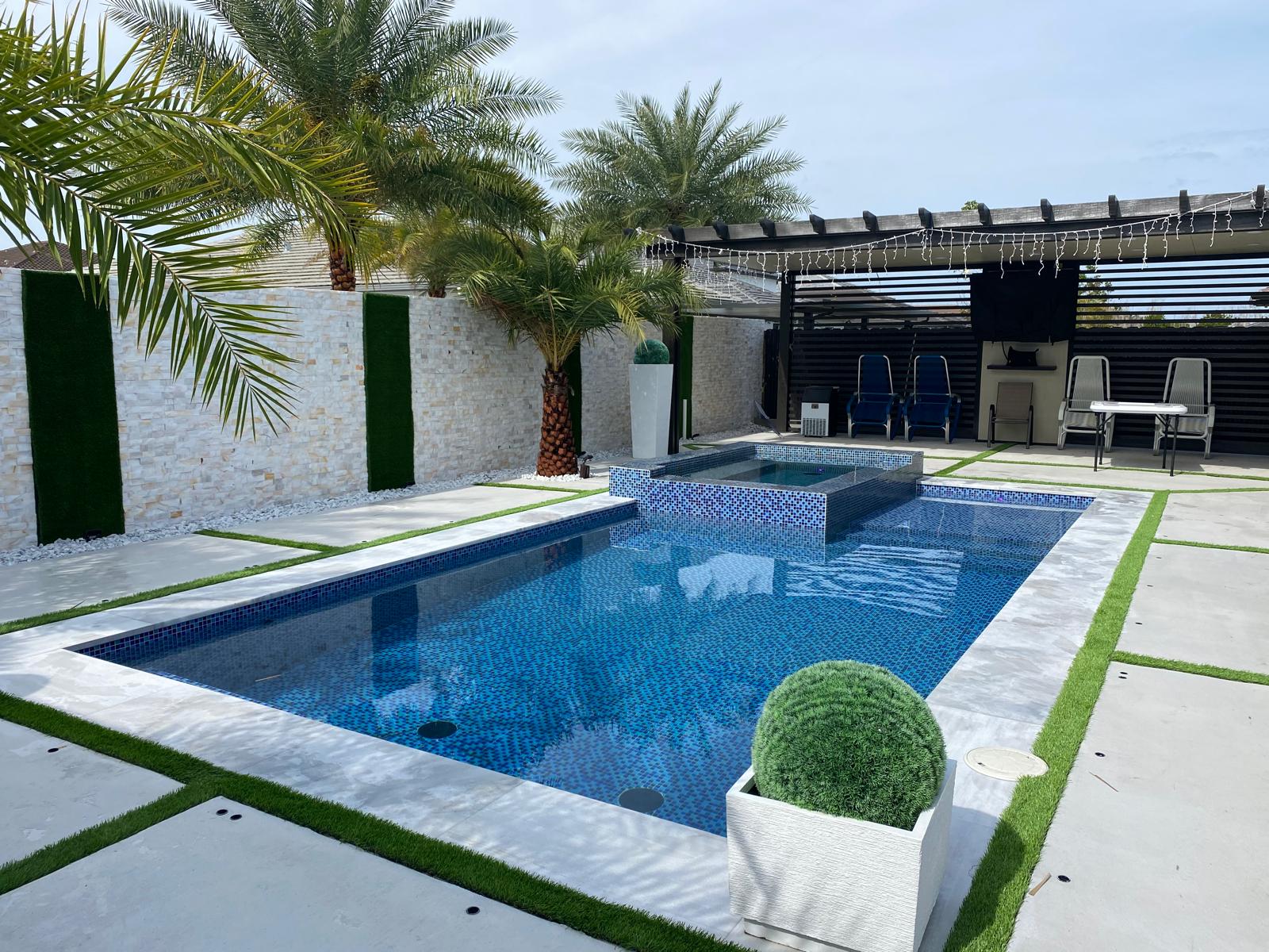 Finished pool, spa and patio